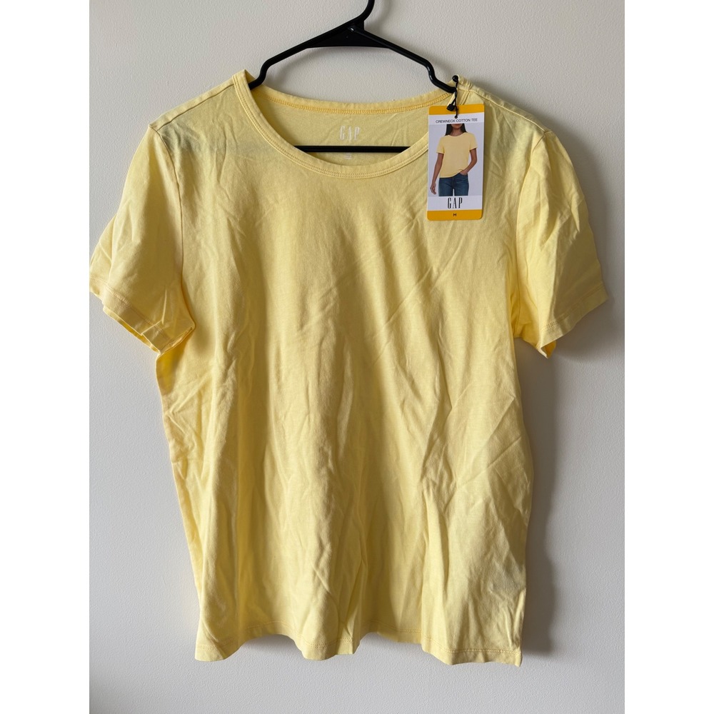 GAP Women Yellow Crewneck Cotton Tee Short Sleeve Shirt M GP012713